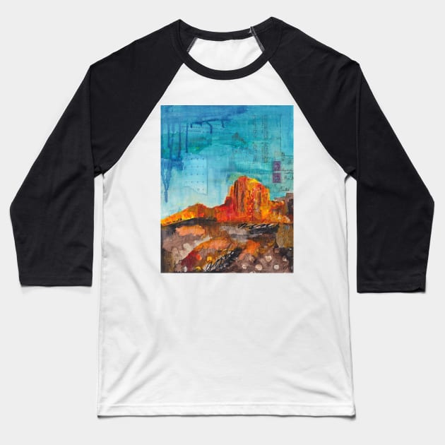 Red rock desert mixed media painting Baseball T-Shirt by kittyvdheuvel